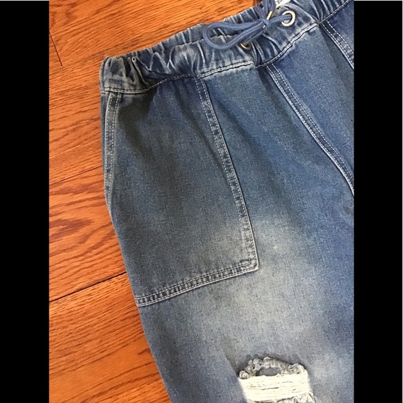 White Birch Straight Leg Denim Pants With Elastic Waist and Drawstring Size Med - Picture 14 of 15